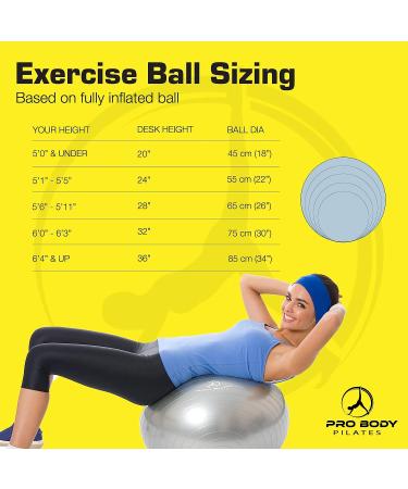 ProBody Pilates Ball - Blue 55cm Exercise Yoga Ball for Fitness, Pregnancy, Balance - Gym Grade Stability Ball Chair for Home & Office w/Pump - Buy Online on SooperMarket.com