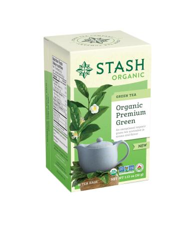Stash Tea Organic Premium Green Tea Caffeinated Non-GMO Project Verified Serve Hot or Iced 96 Tea Bags 16 count (6 pack)