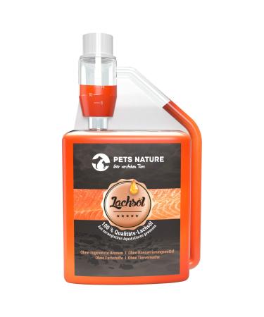 Pets Nature Salmon Oil for Dogs and Cats - 250 ml pure premium fish oil with Omega 3 and 6 for your dog cat and horse