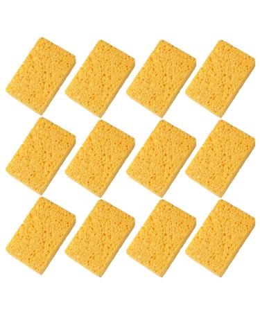 12Pcs Dish Sponge Non-Scratch Scrub Sponge Absorbent Kitchen Sponges Quick Foaming Dish Scrubber Pads for Effortless Cleaning Dishes Pots Pans Yellow