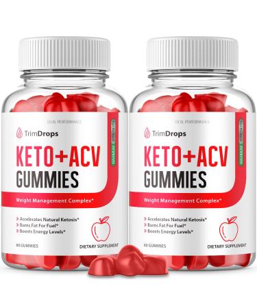 (2 Pack) Trim Drops Keto ACV Gummies - Official Formula Vegan - Keto Plus ACV Gummies Trim Drops Trimdrops Keto ACV Gummies with Apple Cider Vinegar Vitamin B12 Pomegranate Juice (120 Gummies)