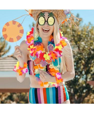 GALPADA 1 Set Pineapple Sunglasses and Hawaiian Leis Set Luau Flower Leis Necklace Headbands and Wristbands for Tropical Hawaiian Beach Party Decorations Birthday Party Favors - Buy Online on SooperMarket.com