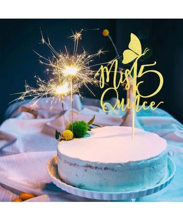 Arthsdite Mis Quince Cake Topper Mis Quince A os Decorations 15th Birthday Decorations with Butterfly Feliz 15 Anos Cheers to 15 Years Birthday Party Supply - Gold Glitter - Buy Online on SooperMarket.com