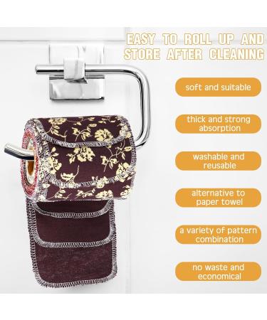 Vitalcozy 50pcs Reusable Toilet Towels - Washable Cotton Bidet & Kitchen Paperless Roll Absorbent Retro Flower Design - Buy Online on SooperMarket.com