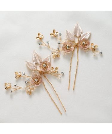 SWEETV 2Pcs Wedding Hair Pins for Brides Handmade Wedding Hair Accessories for Brides 1 Set( 2 Pcs in 1 set )