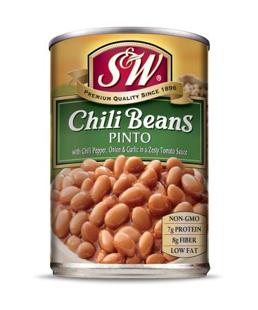 S & W  Canned Chili Beans (12 Pack), Vegetarian, Non-GMO, Natural Gluten-Free Pinto Bean, Sourced and Packaged in the USA, 15 Ounce Can Chili Beans 15.5 Ounce (Pack of 12)