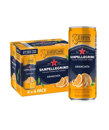 Sanpellegrino Italian Sparkling Drink Aranciata, Sparkling Orange Beverage, 24 Pack of 11.15 Fl Oz Cans