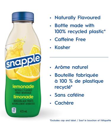 Snapple Naturally Flavoured Fruit Beverage Lemonade 473mL 12-Count Lemonade 1 Count (Pack of 12) - Buy Online on SooperMarket.com