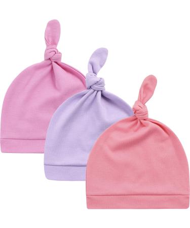 KiddyCare Newborn Hat/Baby Hats 6-12 Months GOTS Organic Cotton Baby Hats Newborn Baby Girl/Baby Boy Spring Blossom (Cherry Lavender Rose) 0-6 Months