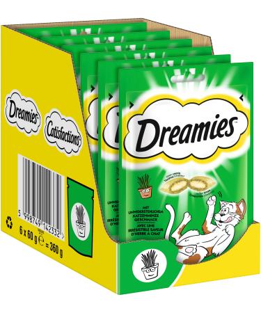 Dreamies cat snacks Catnip with catnip taste 6 -pack 6x60g - outer crispy & inside creamy cat gelis mint 60 g (6 Pack)