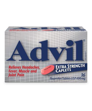 Advil Extra Strength Ibuprofen Pain Relief Caplets Fast Acting Pain Relief for Migraine Back Neck Joint and Muscle Relief 400mg (16 Count) 16 Count (Pack of 1)