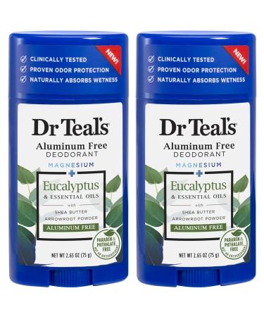 Dr. Teals Eucalyptus Deodorant Gift Set (2 Pack 2.65oz Ea.) - Eucalyptus Essential Oils with Shea Butter & Arrowroot Powder - Aluminum Paraben & Phthalate Free - Dermatologist Tested Eucalyptus 2.65 Ounce (Pack of 2)
