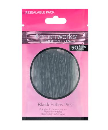 Brushworks Black Bobby Pins - 50 Pieces