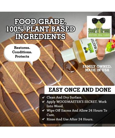 Wood Master's Secret 3-in-1 Cutting Board Oil, Conditioner & Sealer - Food Contact Safe | Restores, Conditions & Protects | Lasts Up To 3 Years | Zero Toxic Mineral Oil | 8 oz - Buy Online on SooperMarket.com