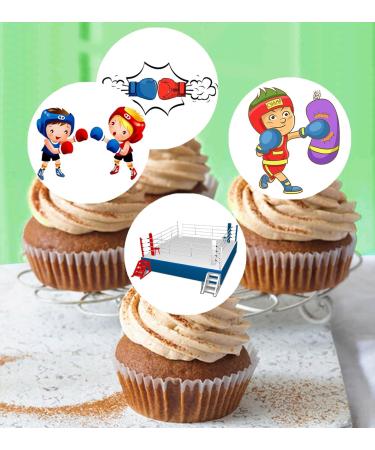 24 x Pre-Cut Boxing 2 Edible Stand up Wafer Paper Cupcake Toppers Cake Decorations Birthday Party Sport Martial Art - Buy Online on SooperMarket.com