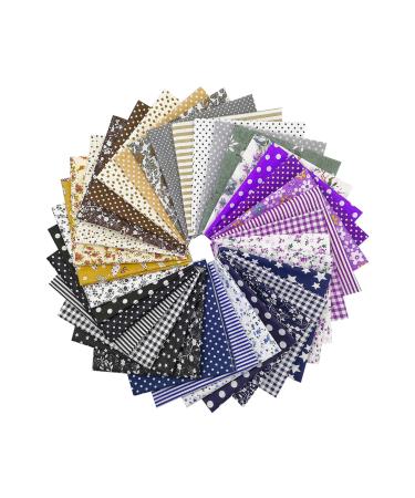 Chris.W 35Pcs Quilting Fabric Squares Sheets, 10"x10" Cotton Craft Fabric Bundle Patchwork Pre-Cut Quilt Squares for DIY Sewing Scrapbooking Quilting Dot Pattern(Dark Color Set) Purple/Brown/Dark Blue/Black/Grey
