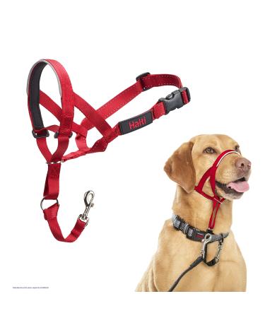 Halti head harness-prevents your dog from pulling on a leash simple adjustment light with a padded nose strap anti-pull neck band for medium-sized dogs (size 3 red) 3 red