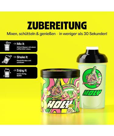 Holy Energy Gaming Booster 'Lemon Lizard' | Vegan Focus Drink Powder | 50 Portions with Newcaff & Green Tea Extract | Natural Lemon & Cucumber Flavor - Buy Online on SooperMarket.com