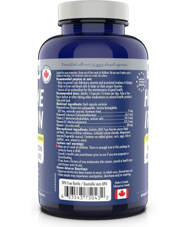  120 vcaps HEME IRON 11 mg Elemental Iron Superior Absorption Made in Canada - Buy Online on SooperMarket.com