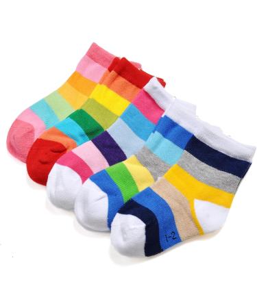 EPEIUS Kids Girls' 5 Pack Seamless Rainbow Stripes Crew Socks - Size Medium, Assorted Colors - Buy Online on SooperMarket.com