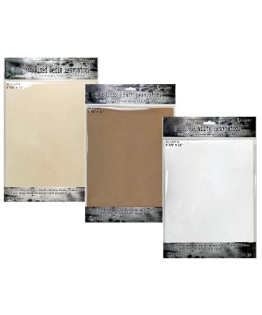Tim Holtz Distress White Kraft and Mixed Media Heavystock 8 1/2x 11 Perfect for Use with Distress Ink Oxide Sprays Paints Crayons Glaze & More Bundle of 3 Packages 10 Sheets Each 30 Sheets