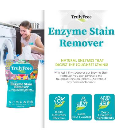 Truly Free Natural Stain Remover - Water-Activated Enzymes for Food Blood Grass & Pet Stains (50 Scoops) - Eco-Friendly & Effective - Buy Online on SooperMarket.com