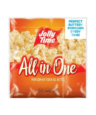JOLLY TIME All in One Popcorn Kit, Portion Packets with Kernels, Oil and Salt for Movie Theater or Air Popper Machines (24 pack, 8oz Kettle) 10.5 Ounce (Pack of 24)