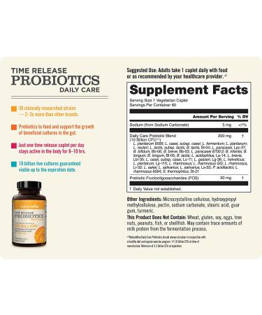 NatureWise Time Release Probiotics - Daily Care 60 Caplets for Digestive Health - Buy Online on SooperMarket.com