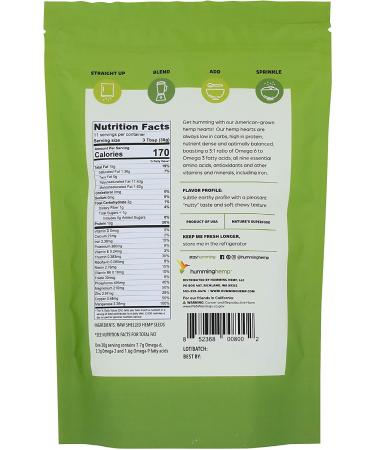 Humming Hemp Naked Shelled Hemp Seeds - 10g Plant Protein & 12g Omegas - Non-GMO, Gluten-Free, Vegan, Paleo, Keto, Grain-Free - 16 oz - Buy Online on SooperMarket.com