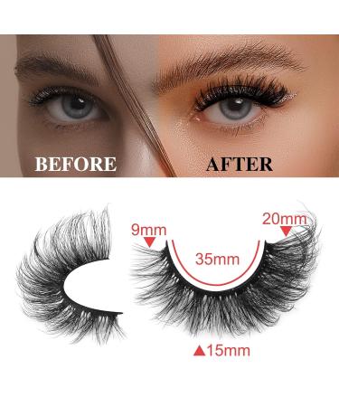 Ruairie 20MM 8D Dramatic Fluffy False Eyelashes Pack - 7 Pairs Wispy Cat Eye & Fox Eye Lashes - Buy Online on SooperMarket.com