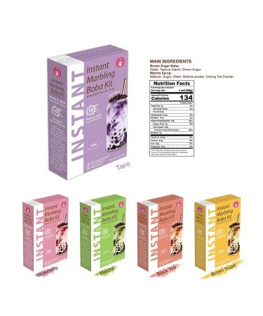 O's Bubble Instant Boba Kit | Marbling Boba Tea Kit with Tapioca Pearl & Syrup | Vegan & Gluten-Free | Taro Flavor (Pack of 4) - Buy Online on SooperMarket.com
