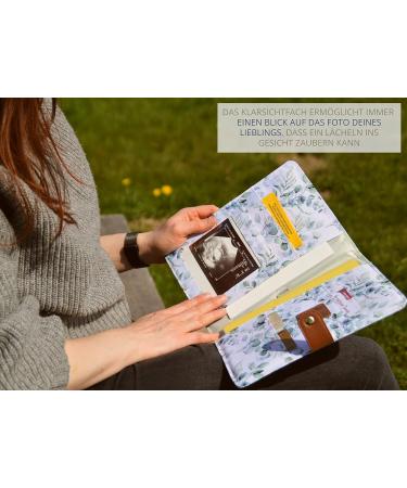Love My Baby Mother Pass Cover | Document Bag for German Mother Pass | U-Booklet Organizer with Magnetic Lock & 7 Subjects | Eucalyptus (White-Mint) - Buy Online on SooperMarket.com