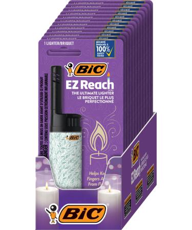 BIC EZ Reach Candle Lighter The Ultimate Lighter with Wand for Candles Home Decor Designs 12-Pack Of 1-Count Lighters