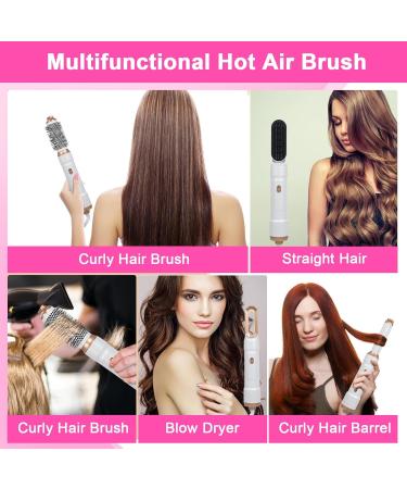 5-in-1 Hot Air Comb | Multi-Function Hair Styling Tool for Straight & Curly Hair | White | International Shipping - Buy Online on SooperMarket.com