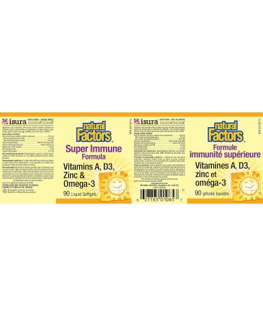 Natural Factors Super Immune Formula 90 liquid softgels Vitamin A D3 Zinc & Omega-3 One-per-Day Supports Immune Function - Buy Online on SooperMarket.com