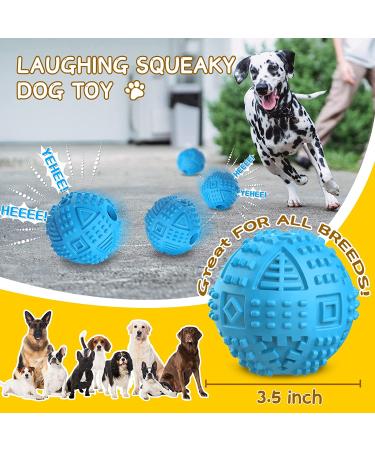 Large Breed Dog Treat Dispensing Toy | Nearly Indestructible Chew Toy for Aggressive Chewers | Squeaky Puzzle Ball for Large Dogs | Natural Rubber IQ Toy - Blue - Buy Online on SooperMarket.com