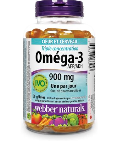 Webber Naturals Omega-3 900 mg Triple Strength & Probiotic 30 Billion Active Cells 8 Probiotic Strains 30 Capsules For Digestive Health Vegetarian 80 Omega + 30 Capsules - Buy Online on SooperMarket.com