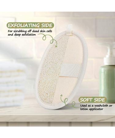 Zittop 2 Pack Natural Luffa and Terry Cloth Exfoliating Loofah Sponge Pads - Body Scrubber for Spa Bathing and Shower - Buy Online on SooperMarket.com