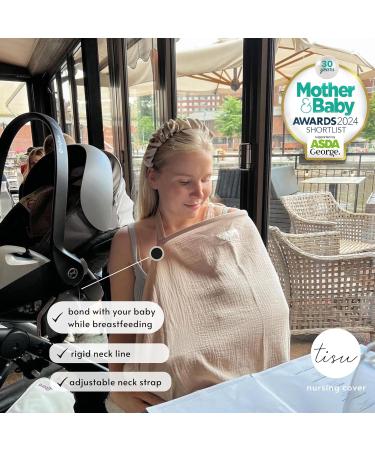 Nursing Cover for Breastfeeding & Pumping | Multi-Use Car Seat Stroller Cover | Organic Muslin Cotton for Baby | TISU Pastel Colors (Sand Neutral) - Buy Online on SooperMarket.com