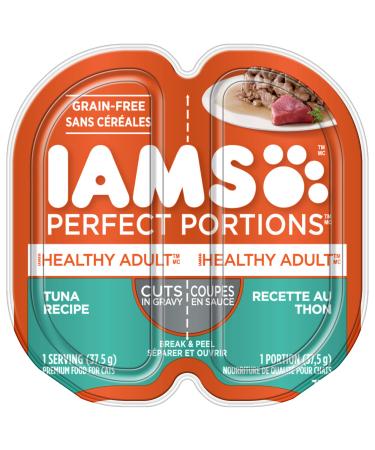 IAMS Perfect Portions Healthy Wet Cat Food Adult Grain Free Cuts in Gravy - Tuna Flavour 75g Tray (24 Pack)
