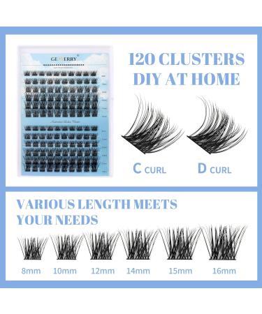Cluster Eyelash Extensions 120pcs Cluster Lashes Individual Lashes D Curl 0.07mm 8-16mm Mix Ribbon Lashes Wide Stem Natural Lashes DIY Lash Extensions GEMERRY Lashes(C09-D-0.07-8-16mm) 8-16 mix C09 - Buy Online on SooperMarket.com