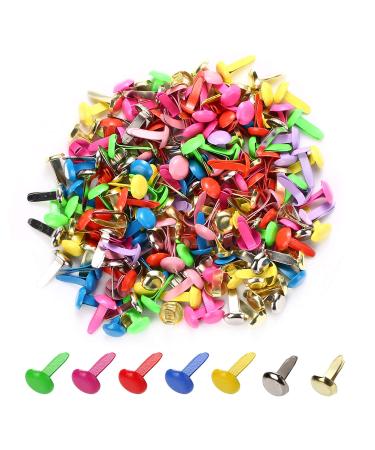 moinkerin 200 Pcs Mini Brads Metal Brad Fasteners Split Pins Pastel, 0.3 x 0.47 inch Multicolor Round Brads for Paper Craft DIY Stamping Scrapbooking A-multicolor 0.3 X 0.47 Inch