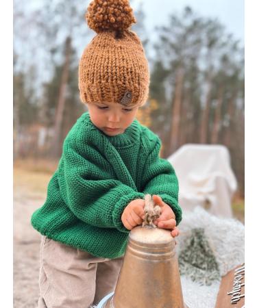 Volunboy Baby Boy Girl Green Knit Sweater 2-3 Years | Oversized Crewneck Pullover - Buy Online on SooperMarket.com