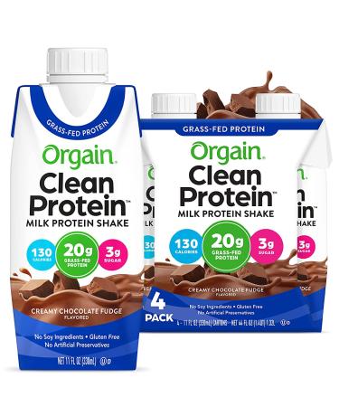 Orgain Grass Fed Clean Protein Shake - Creamy Chocolate Fudge - 11 Oz. - Pack of 4