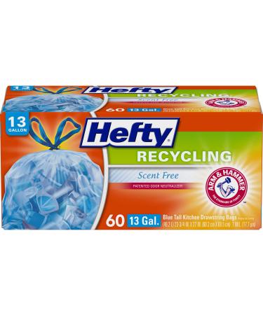 Hefty Recycling Trash Bags, Blue, 13 Gallon, 60 Count Blue 13 Gallon - 60 Count