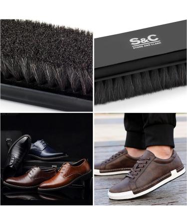 Stone and Clark Premium Black Horsehair Shoe Brush - 100% Horse Hair Bristles, Beech Wood Handle - Shoe Polish Perfection - Buy Online on SooperMarket.com