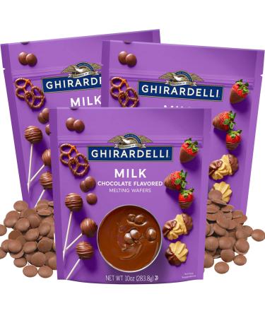 Melting Chocolate Candy Wafer Melts Meltable Chocolates for Molds Dipping Cake Pops Strawberries Desserts or Baking Pack of 3 (Milk Chocolate)