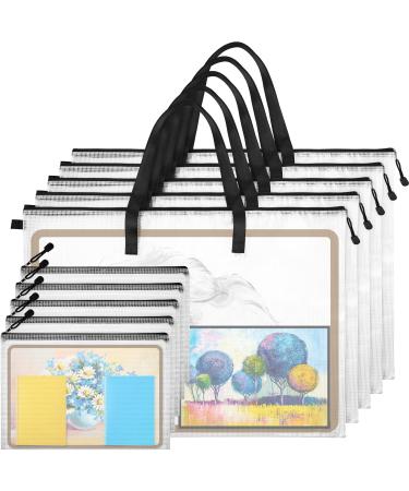 5 Pcs Art Portfolio Bag 19 x 25 Inches Posters Organizer with Zipper and Handle Art Supply Bag and 5 Pcs A4 Pencil Bags 9 x 13 Inches Art Supplies Storage Bag for Large Posters Artwork Bulletin Board