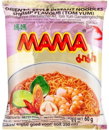 MAMA Tom Yum Shrimp Noodles 60g Pack of 10 - Delicious Thai Flavors Hot & Spicy Noodles w/Shrimp Tom Yum Soup Base No Trans Fat w/Fewer Calories Than Deep Fried Noodles - Buy Online on SooperMarket.com