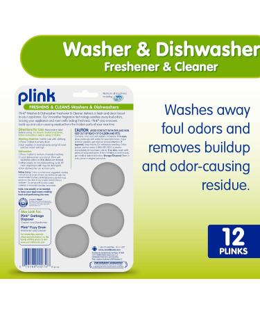 Plink Washer & Dishwasher Freshener | Odor Eliminator & Residue Remover | Septic-Friendly Lemon Scent | 12 Tablets (3 Packs of 4) - International Shipping - Buy Online on SooperMarket.com